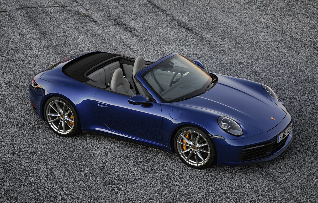 Photo wallpaper blue, background, 911, Porsche, convertible, Cabriolet, Carrera 4S, 992