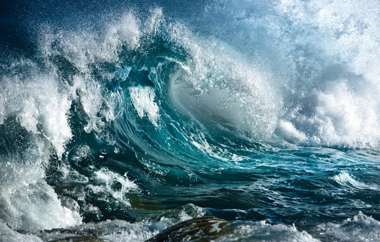 Photo wallpaper sea, wave, foam