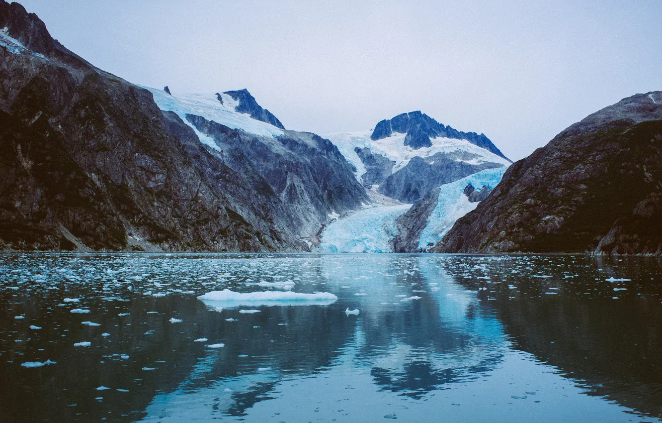 Photo wallpaper mountains, lake, Nature, ice