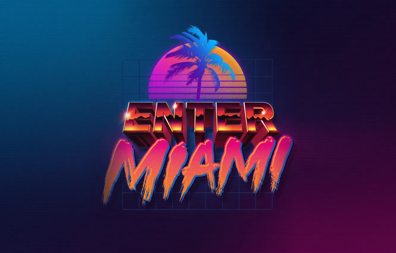Photo wallpaper music, Miami, Neon, Enter, 80's, Synth, Retrowave, Synthwave