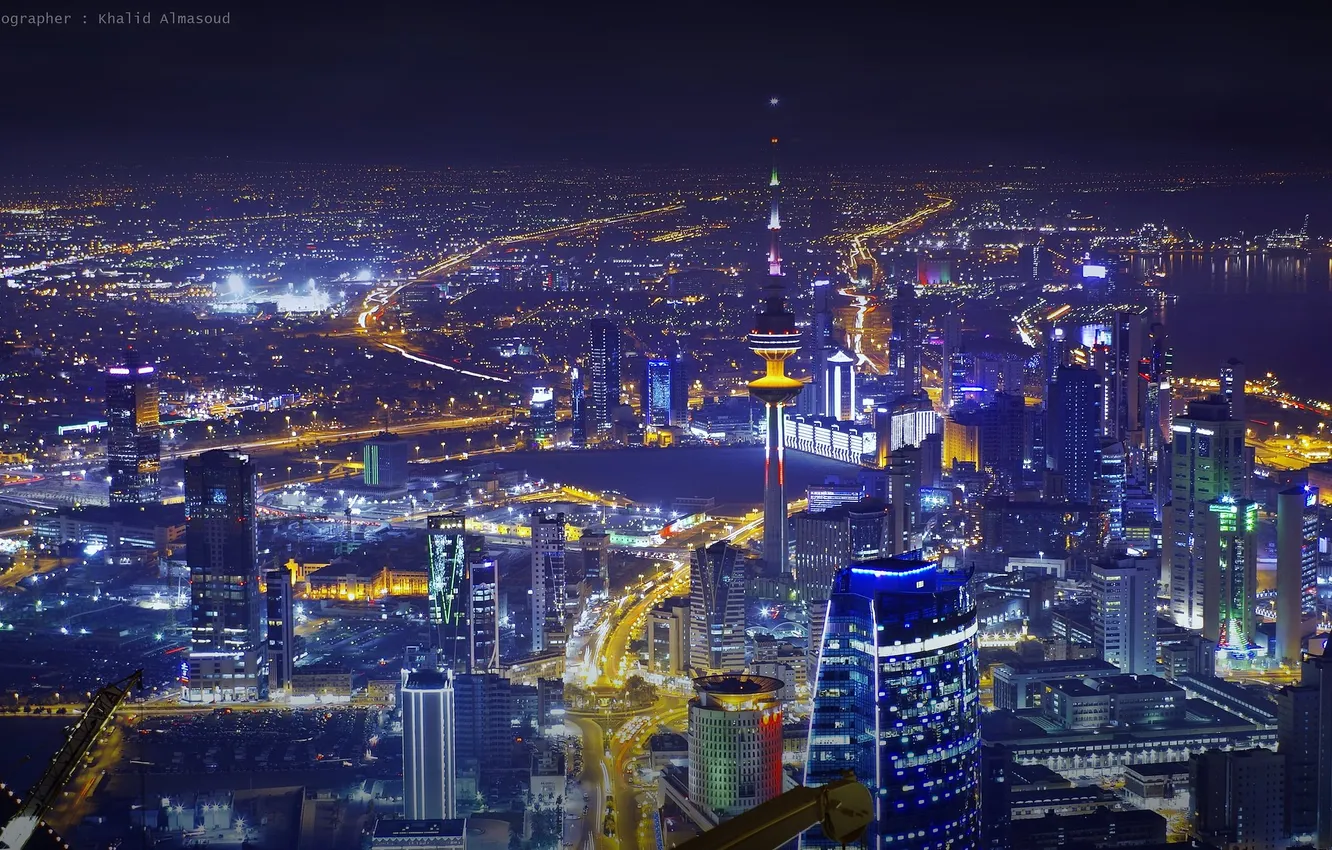 Photo wallpaper night, the city, lights