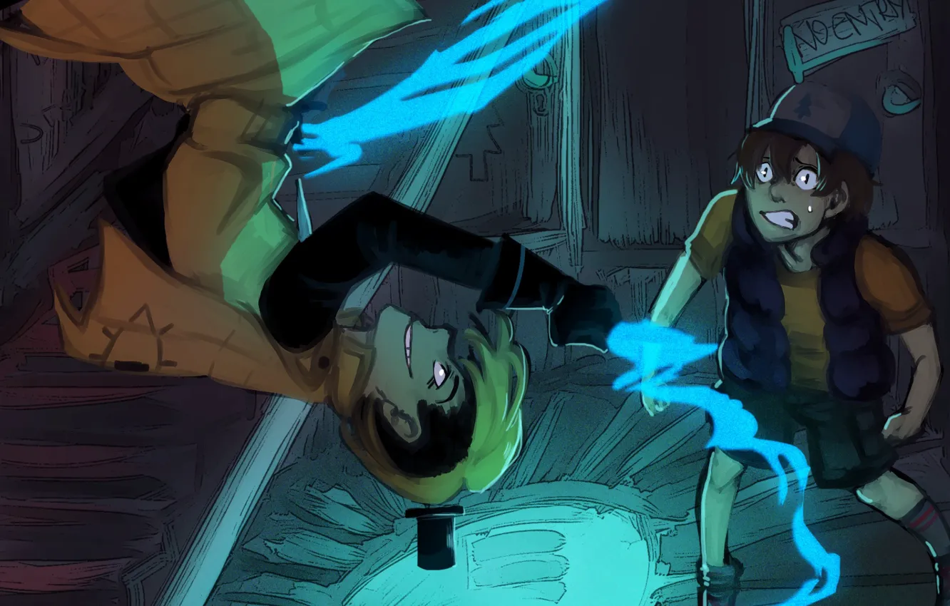 Photo wallpaper fear, magic, boy, art, horror, guy, Gravity Falls, Dipper Pines
