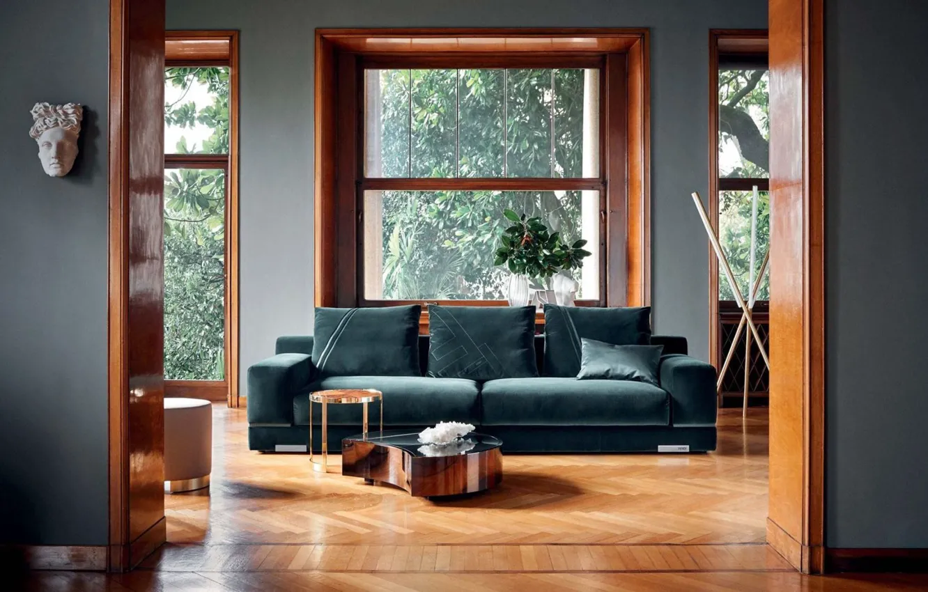 Photo wallpaper room, interior, sofa, living room
