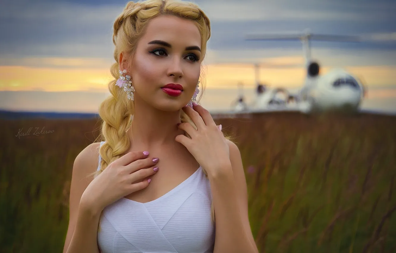 Photo wallpaper look, face, model, hands, makeup, braid, Cyril Zakirov, Maria Romanova