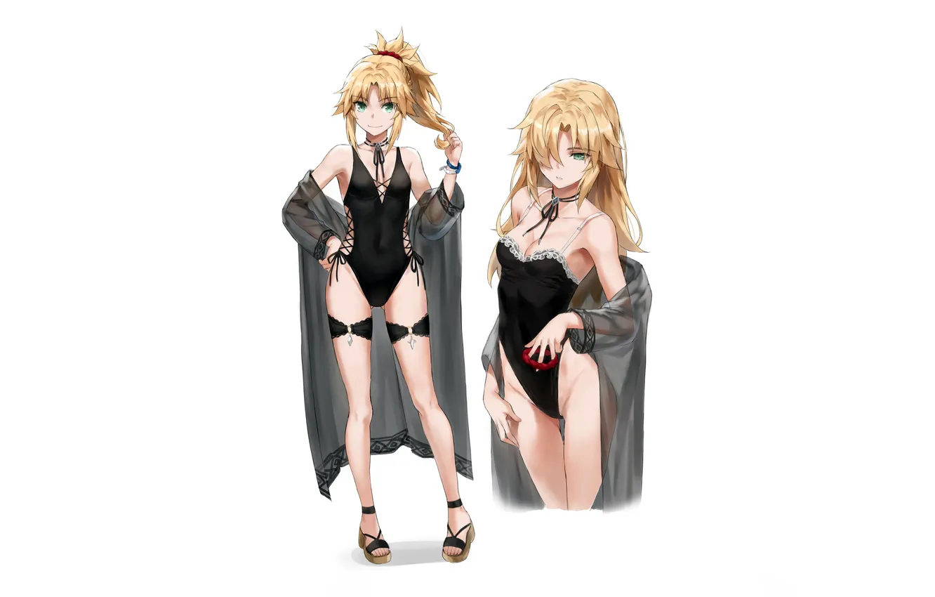 Photo wallpaper girl, sexy, lingerie, cleavage, bodysuit, green eyes, long hair, legs