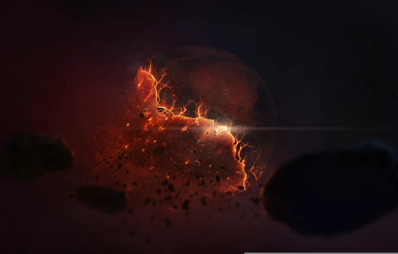 Photo wallpaper space, planet, art, destruction