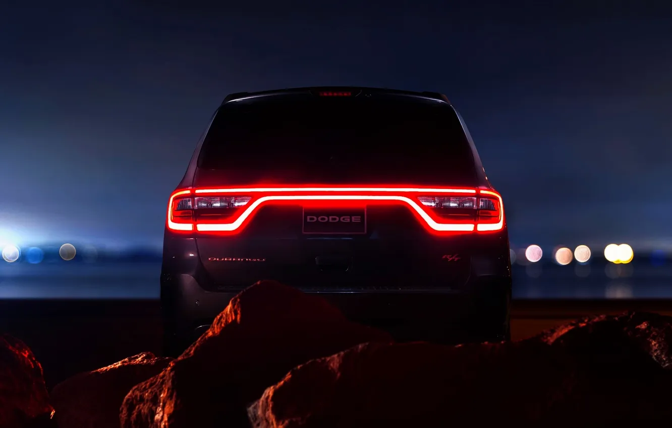 Photo wallpaper auto, light, night, red, lights, Dodge, Dodge, Durango