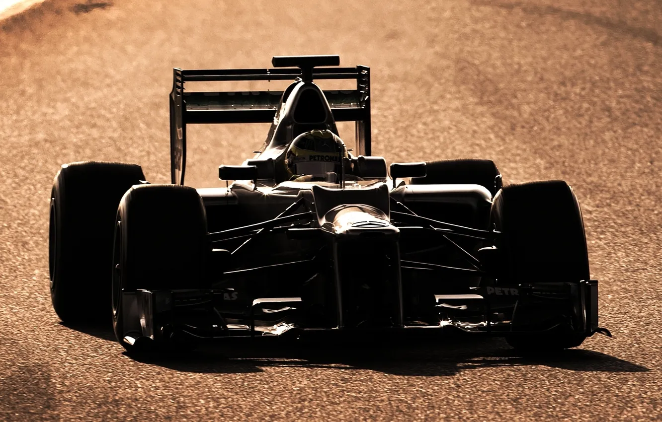 Photo wallpaper formula 1, mercedes, twilight, formula 1, the front, w03, Mercedes.racing car, mgp