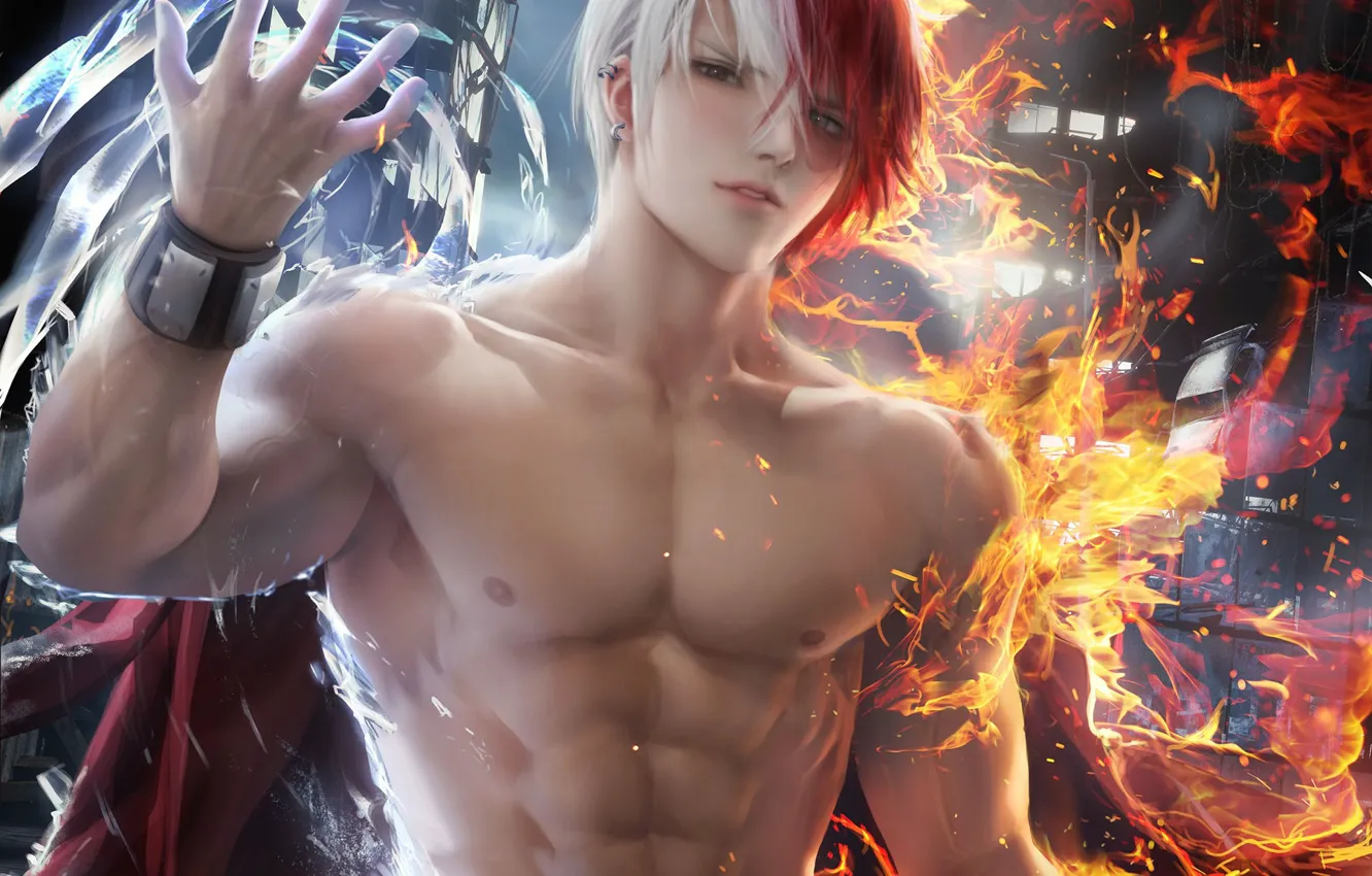 Photo wallpaper sakimichan, Boku no Hero Academy, Todoroki Shoto, My heroic academia