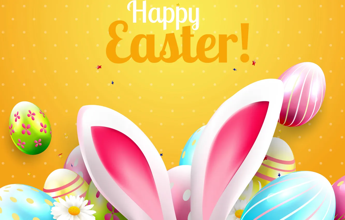 Photo wallpaper graphics, chamomile, eggs, Easter, Easter