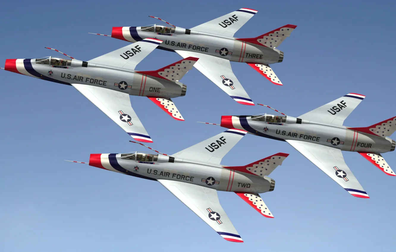 Photo wallpaper aviation, group, Super Sabre, F100D