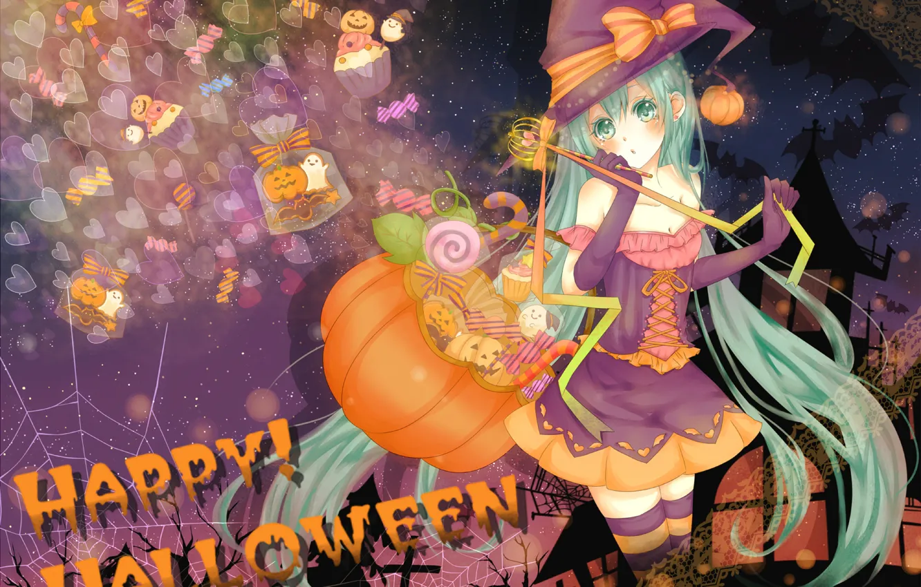 Photo wallpaper girl, holiday, vocaloid, halloween, miku, hatsune