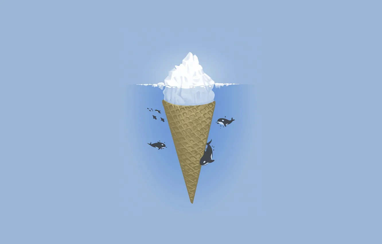 Photo wallpaper ice, water, blue, iceberg, kit, ice cream, ice, ice cream