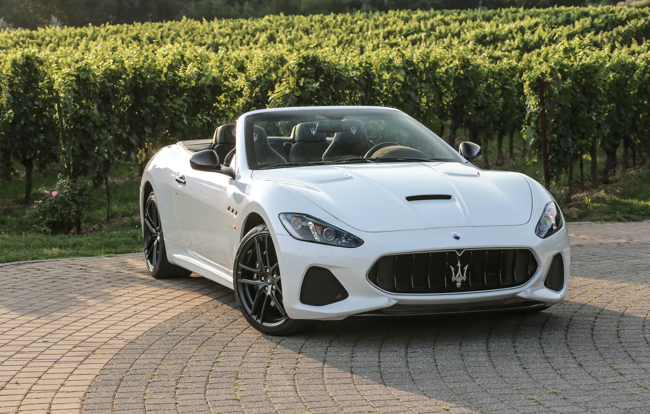 Photo wallpaper auto, Maserati, white, convertible, luxury, GranCabrio, metallic