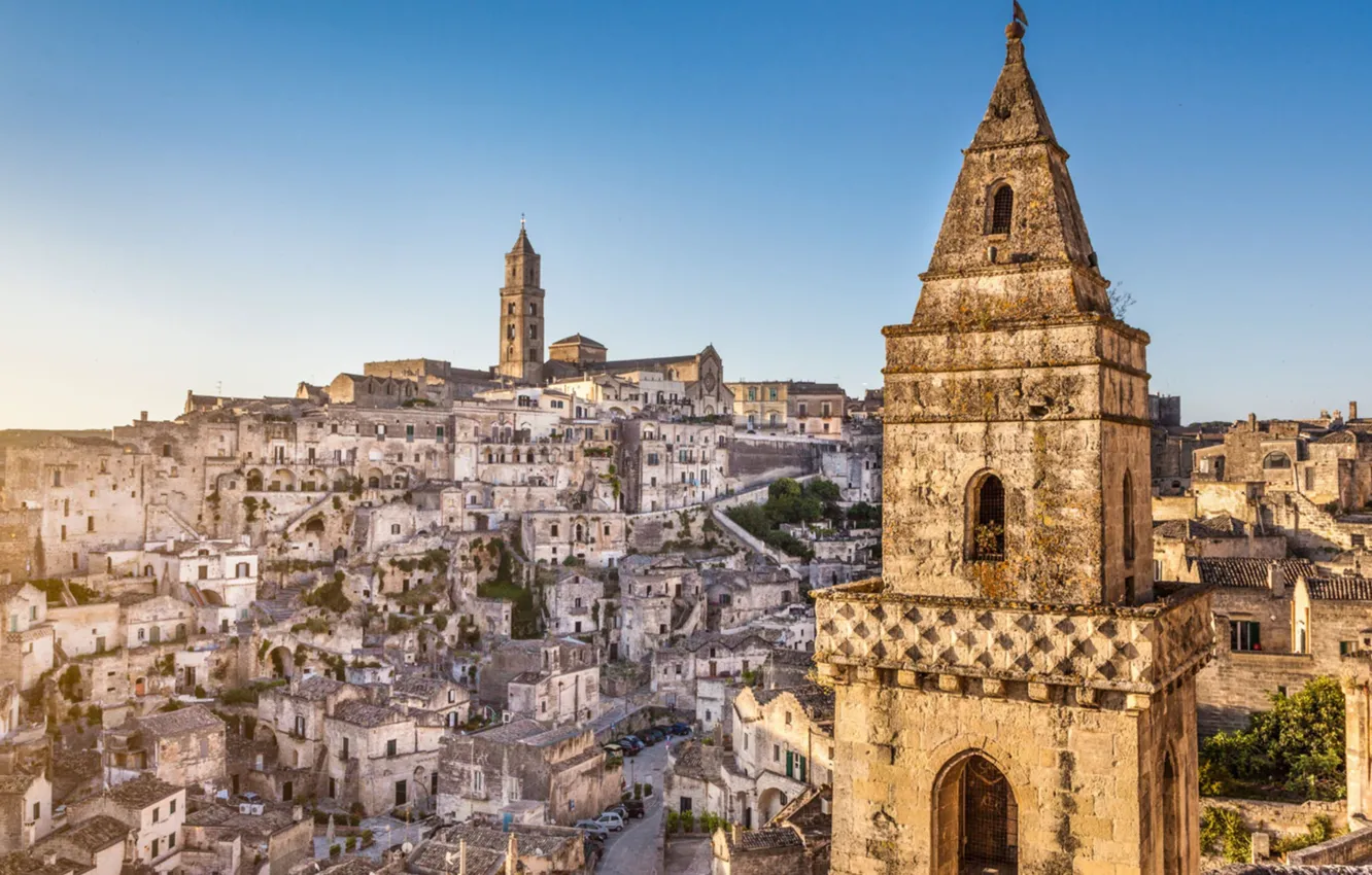 Photo wallpaper home, Italy, panorama, The Sassi of Matera, mater