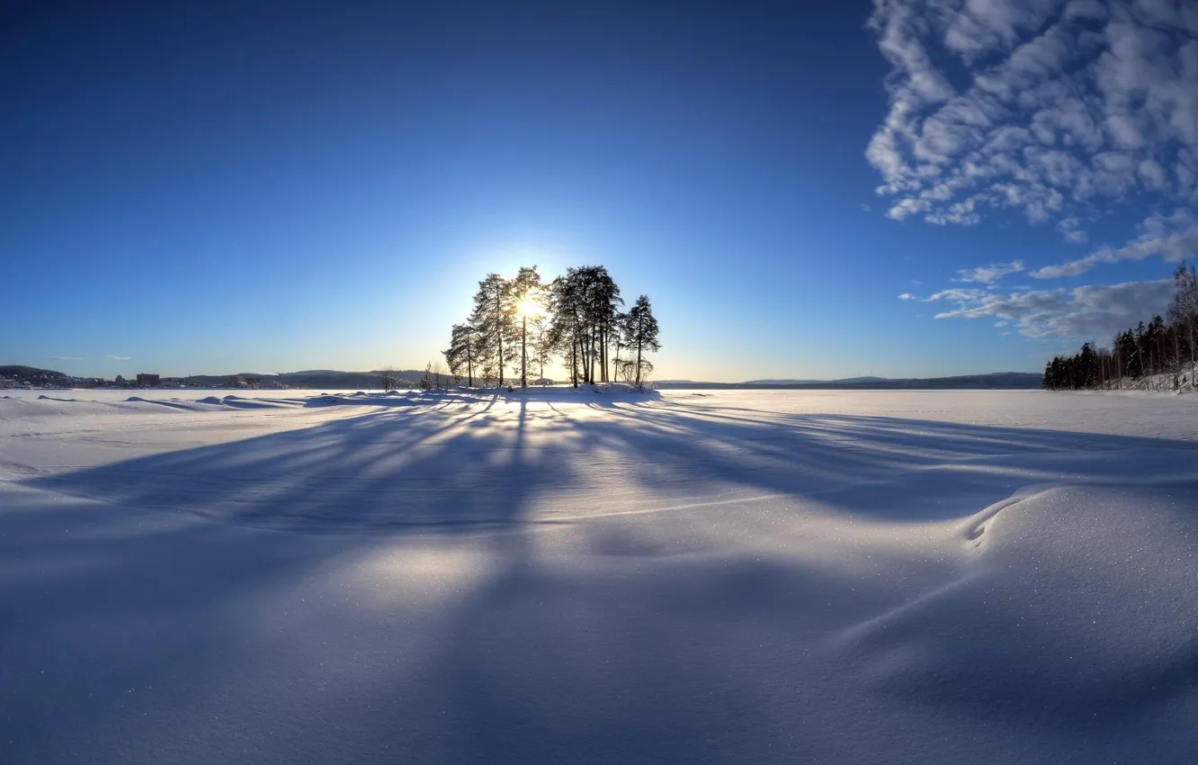 Photo wallpaper nature, snow, sun