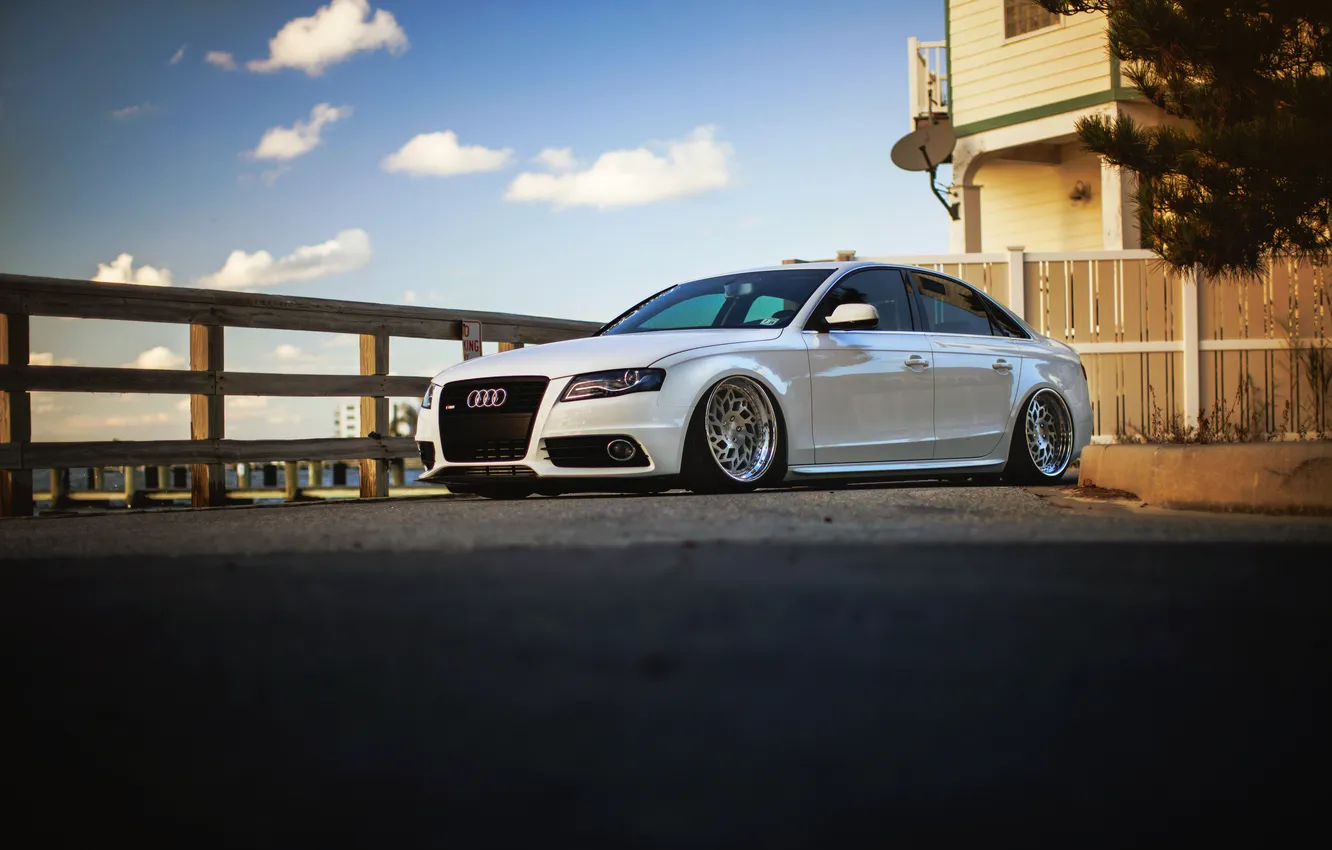 Photo wallpaper white, Audi, Audi, tuning, white, stance
