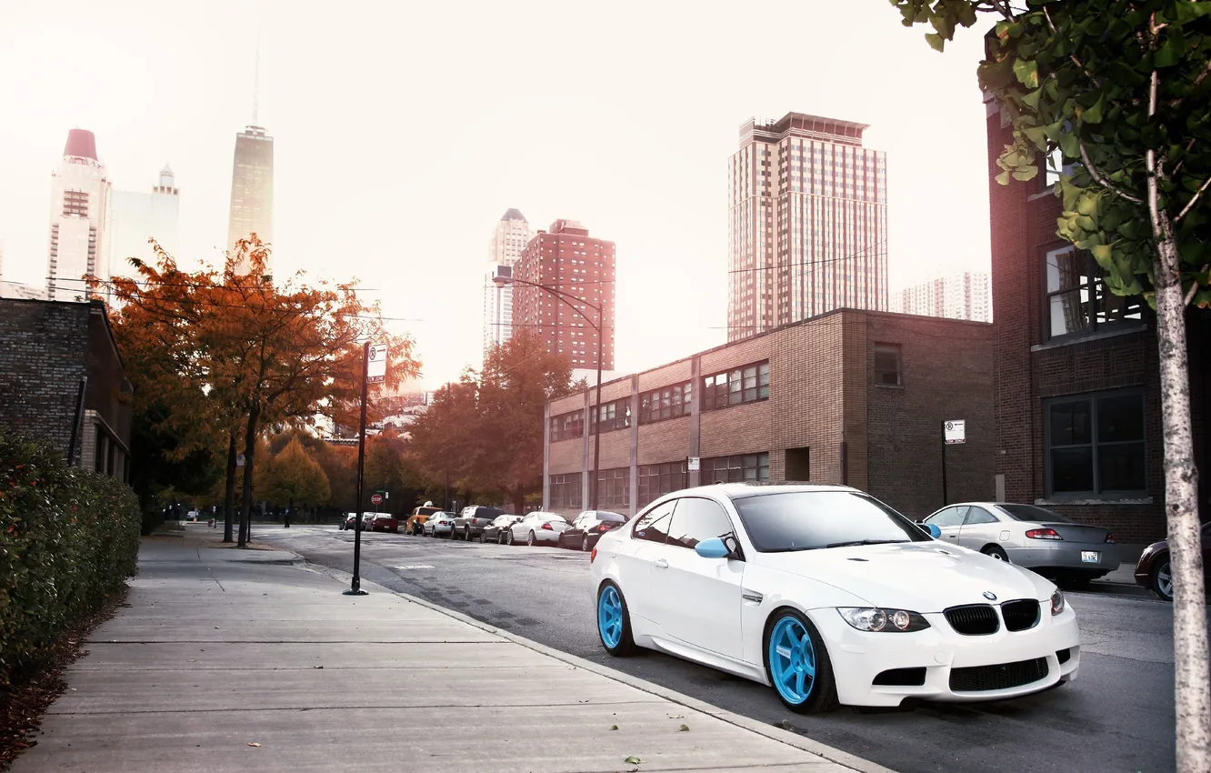 Photo wallpaper white, the city, street, BMW, BMW, Chicago, Chicago, tunig