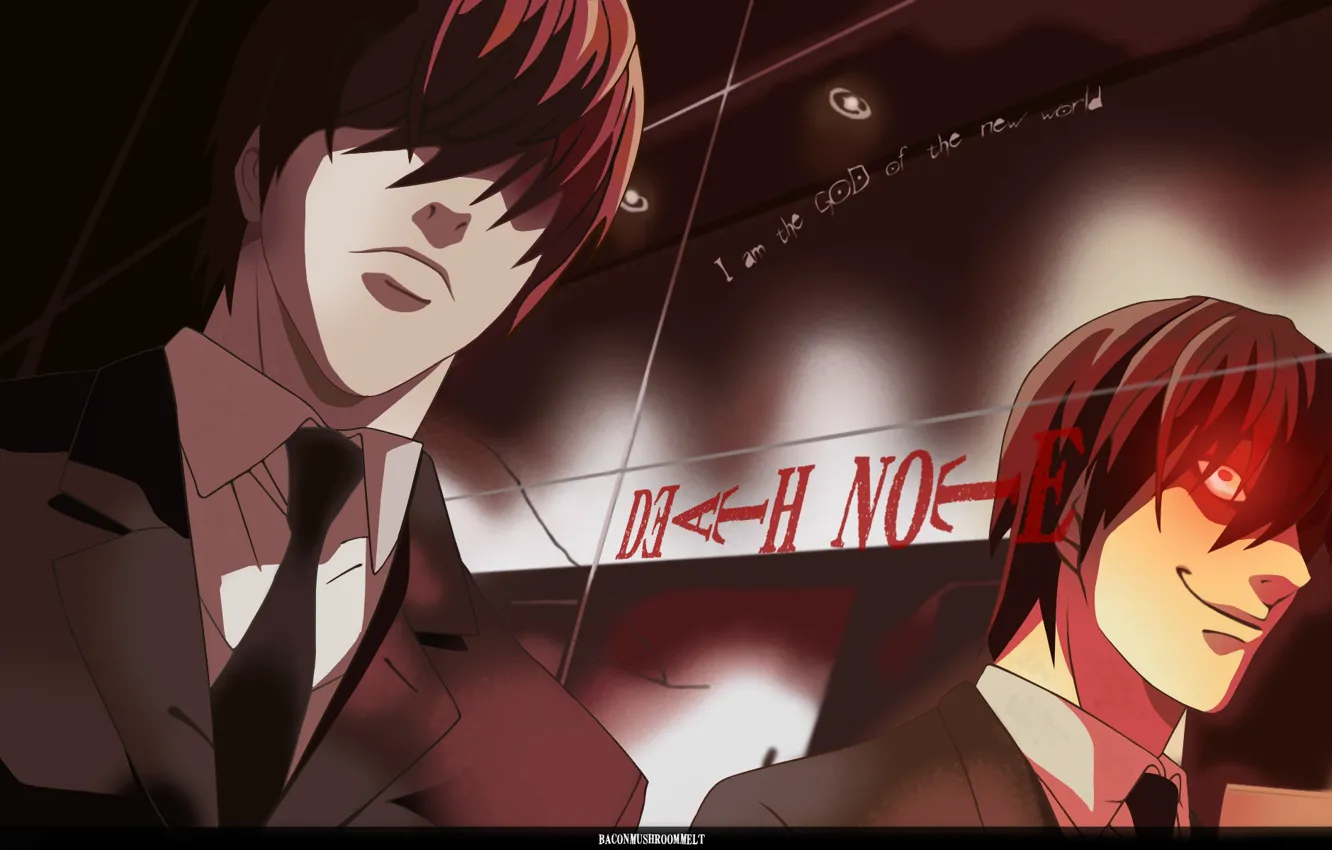 Photo wallpaper Death Note, death note, Kira, crazy eyes, alter ego, Yagami Light, hell of a grin, …