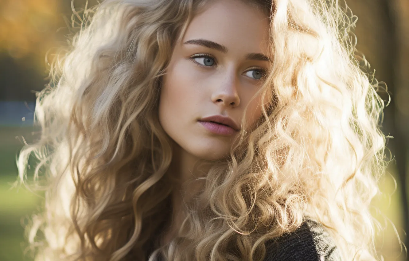 Photo wallpaper look, girl, face, portrait, AI art, neural network