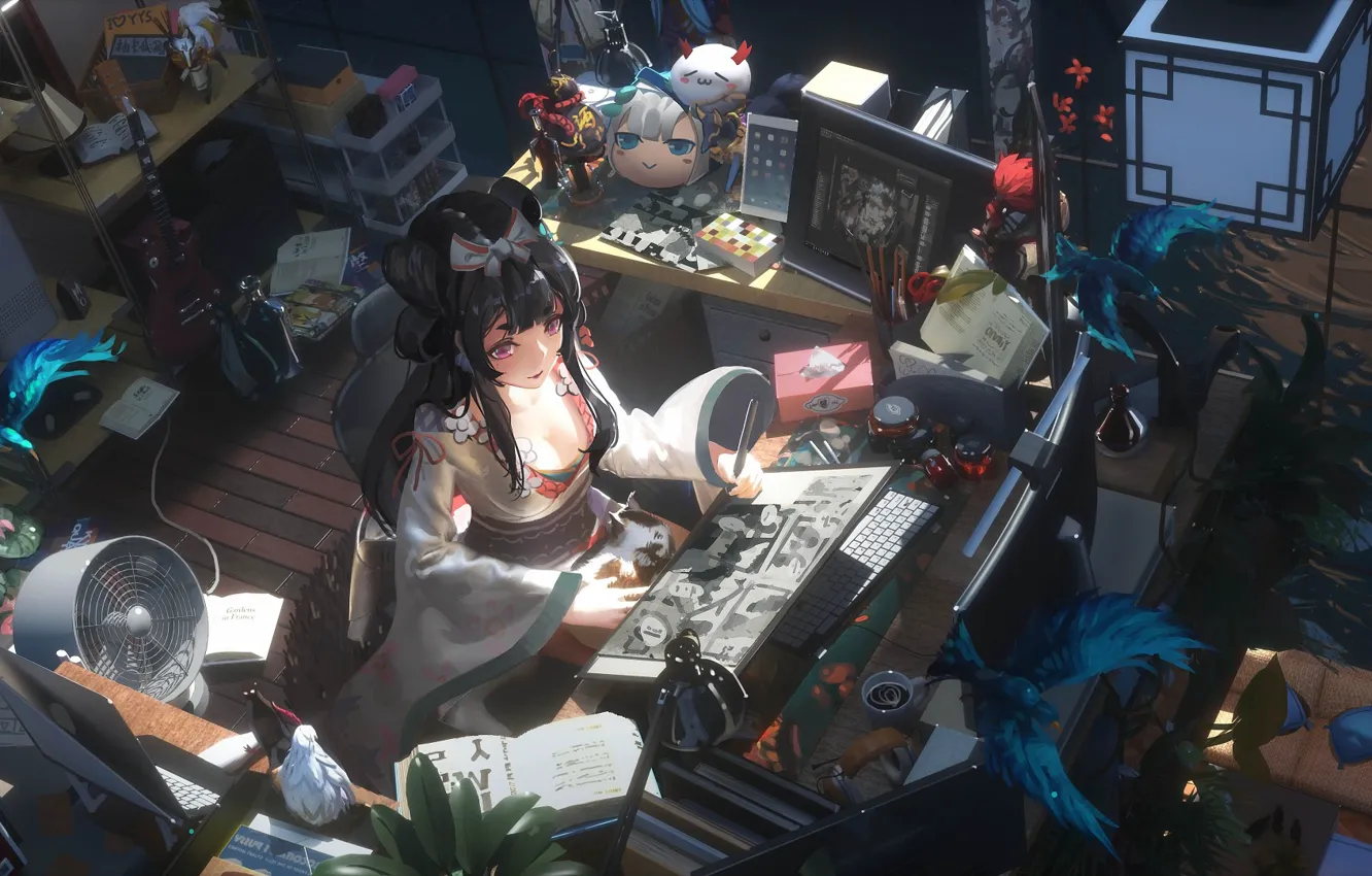 Photo wallpaper girl, room, doll, stuff