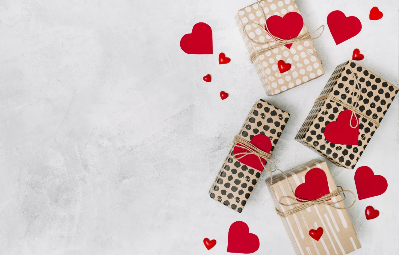Photo wallpaper love, gifts, hearts, love, romantic, hearts, valentine, gift box