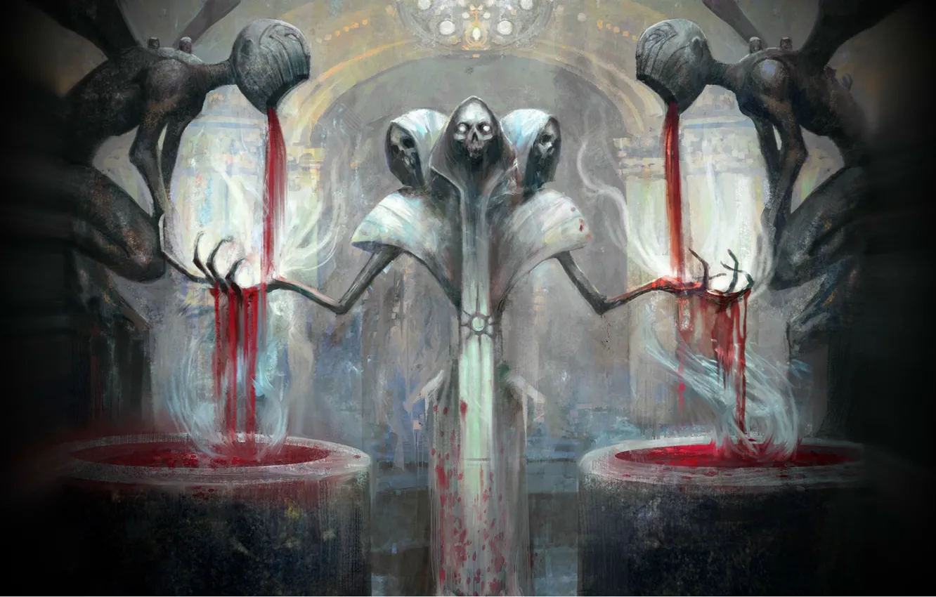 Photo wallpaper death, blood, skeleton, skull, the altar, sacrifice, Magic the Gathering