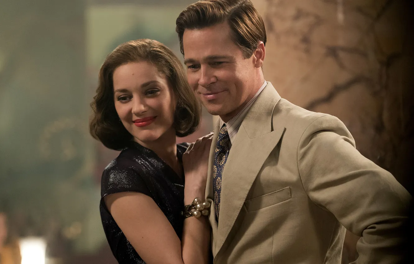 Photo wallpaper Brad Pitt, Marion Cotillard, allies