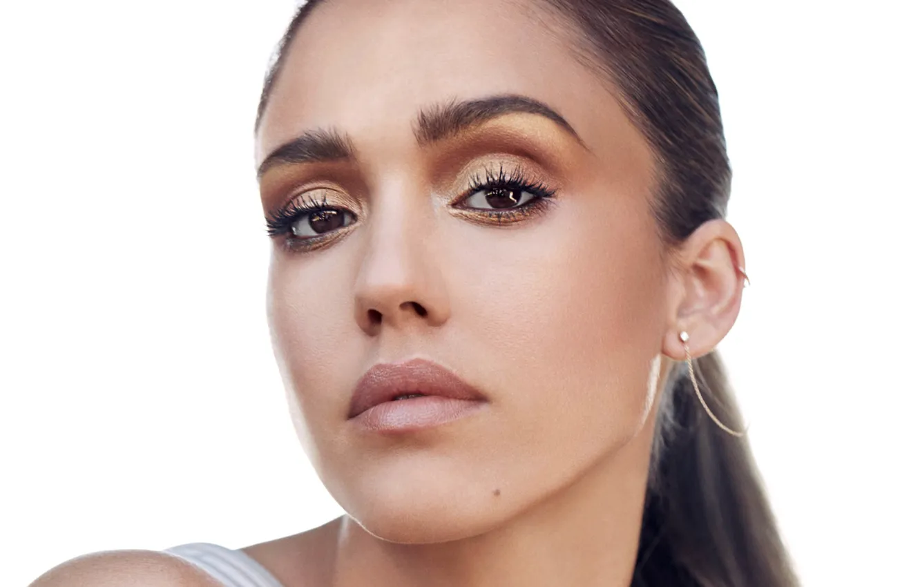 Photo wallpaper eyes, look, girl, face, model, Jessica Alba, beauty