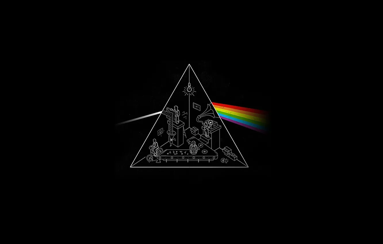 Photo wallpaper Black, Music, Background, Triangle, Pink Floyd, Prism, Rock, Dark side of the moon