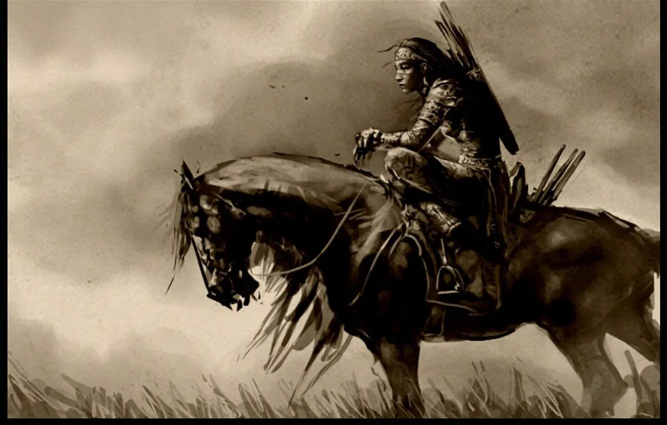 Photo wallpaper warrior, womam, Native American, Woman Warrior