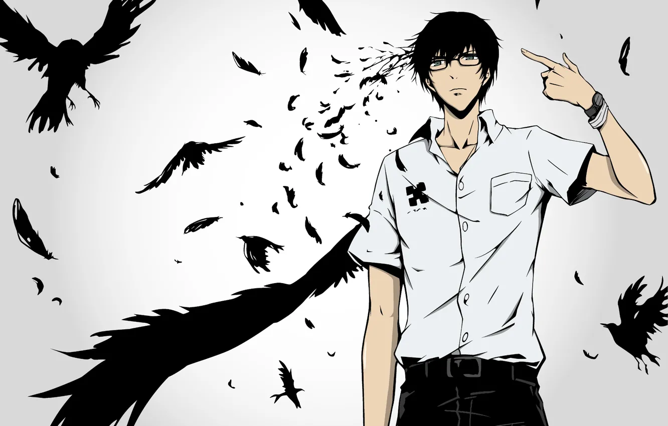 Photo wallpaper bird, crows, guy, Zankyou no Terror, Echo of terror, Terror in Tokyo