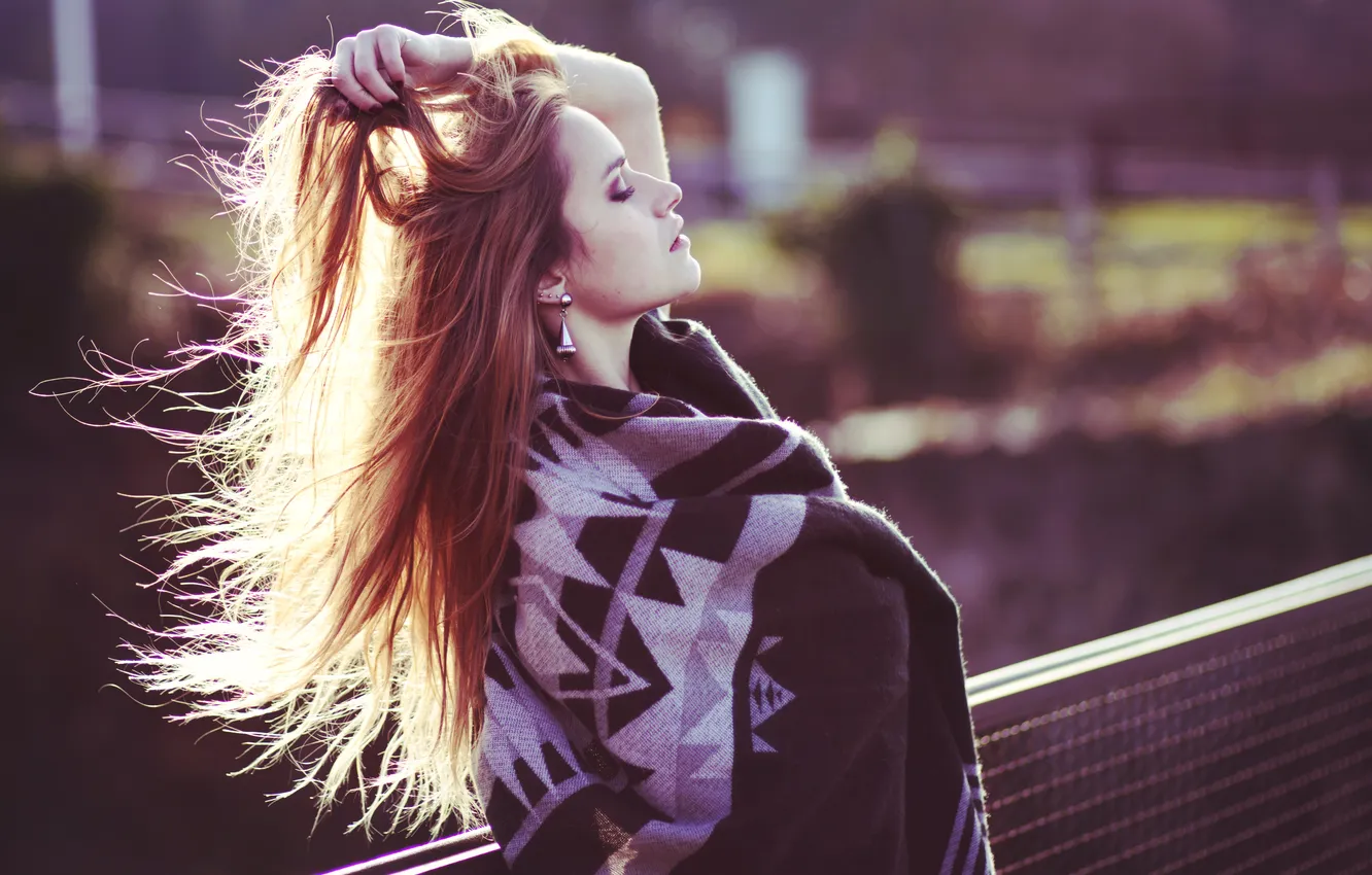 Photo wallpaper girl, hair, profile