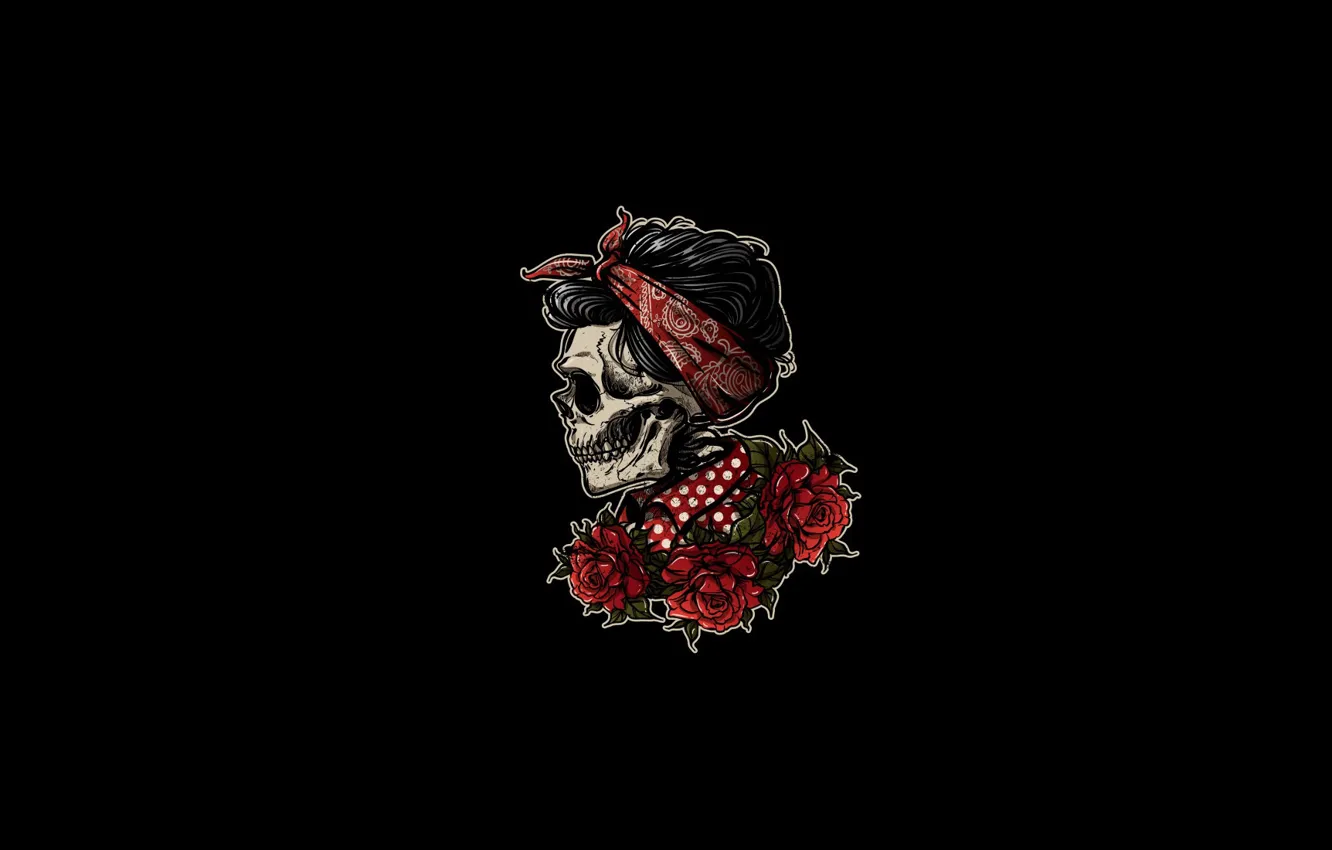 Photo wallpaper skull, shawl, lady, Kojek90