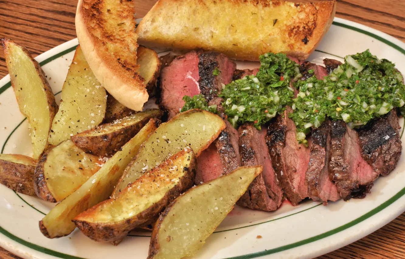 Photo wallpaper meat, dish, potatoes