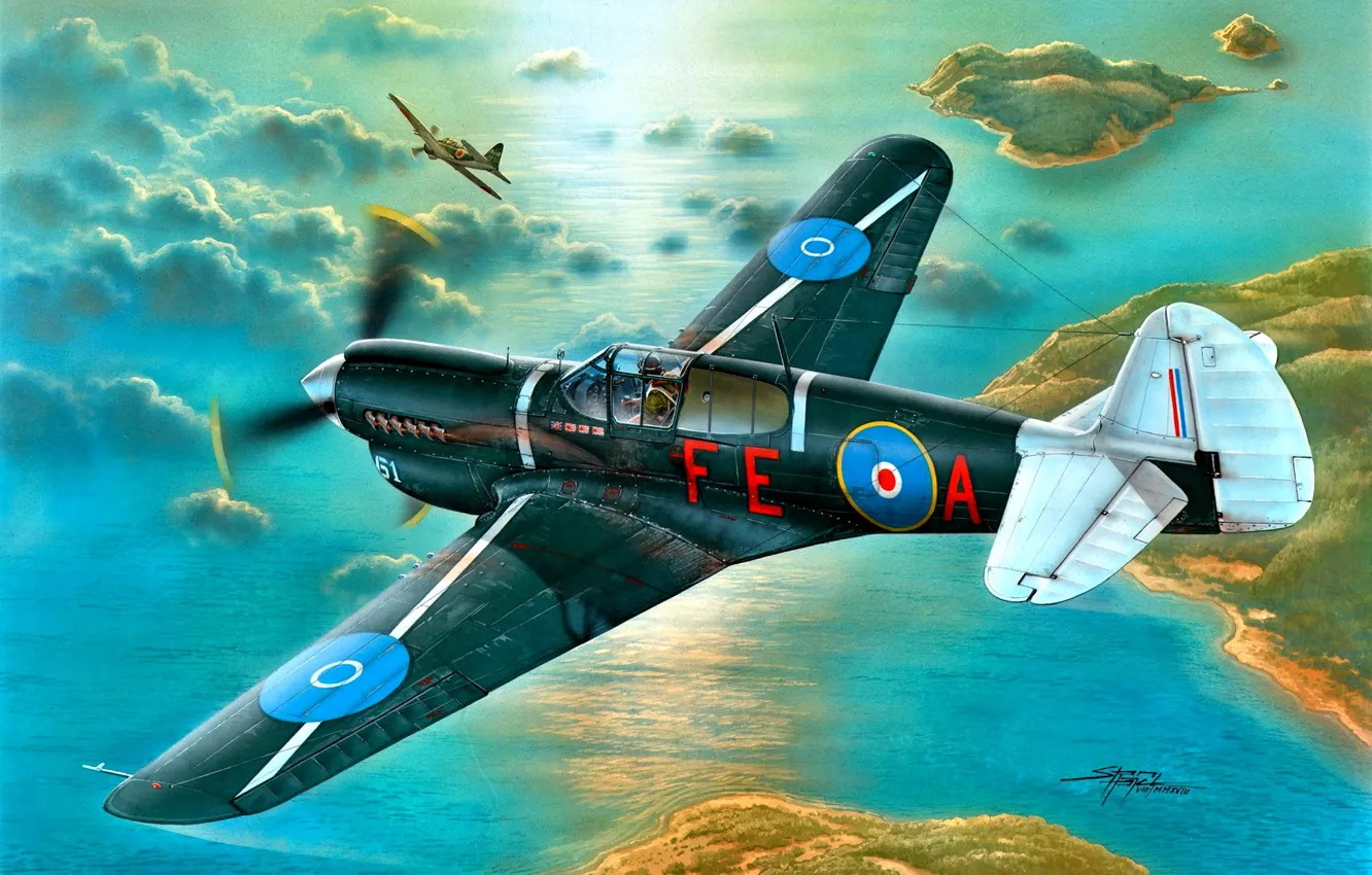 Photo wallpaper Warhawk, Zero, Kittyhawk Mk.III, with the engine, Allison V-1710-73, Royal New Zealand Air Force, P-4OK, …