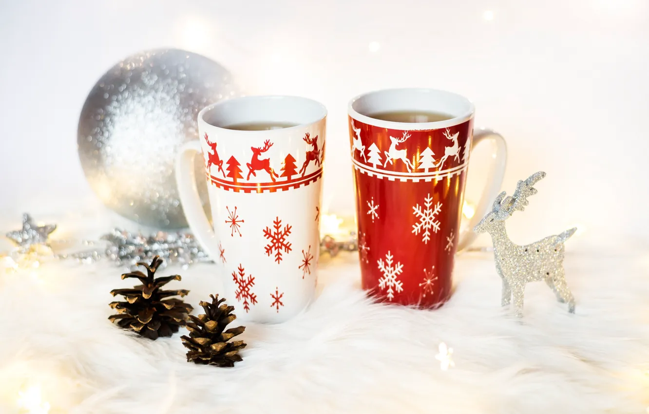 Photo wallpaper balls, decoration, snowflakes, background, holiday, toy, Shine, new year