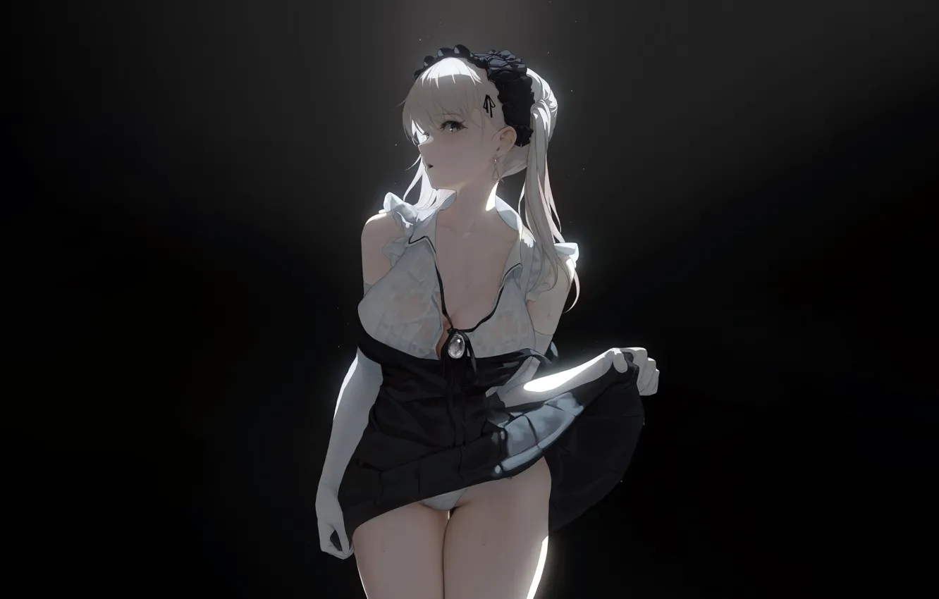 Photo wallpaper girl, sexy, lingerie, wet, cleavage, panties, long hair, dress