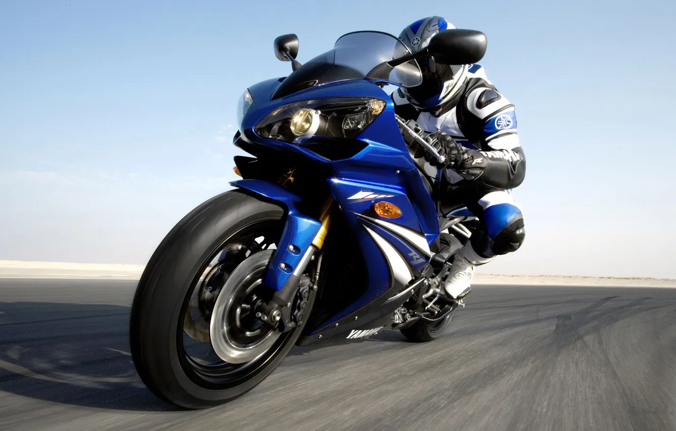 Photo wallpaper motorcycle, motorcyclist, Yamaha, Yamaha, YZF-R1