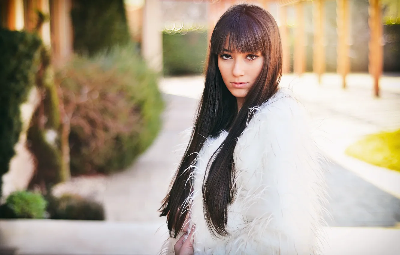 Photo wallpaper girl, white, fashion, winter, sun, portrait, Ikoseomer