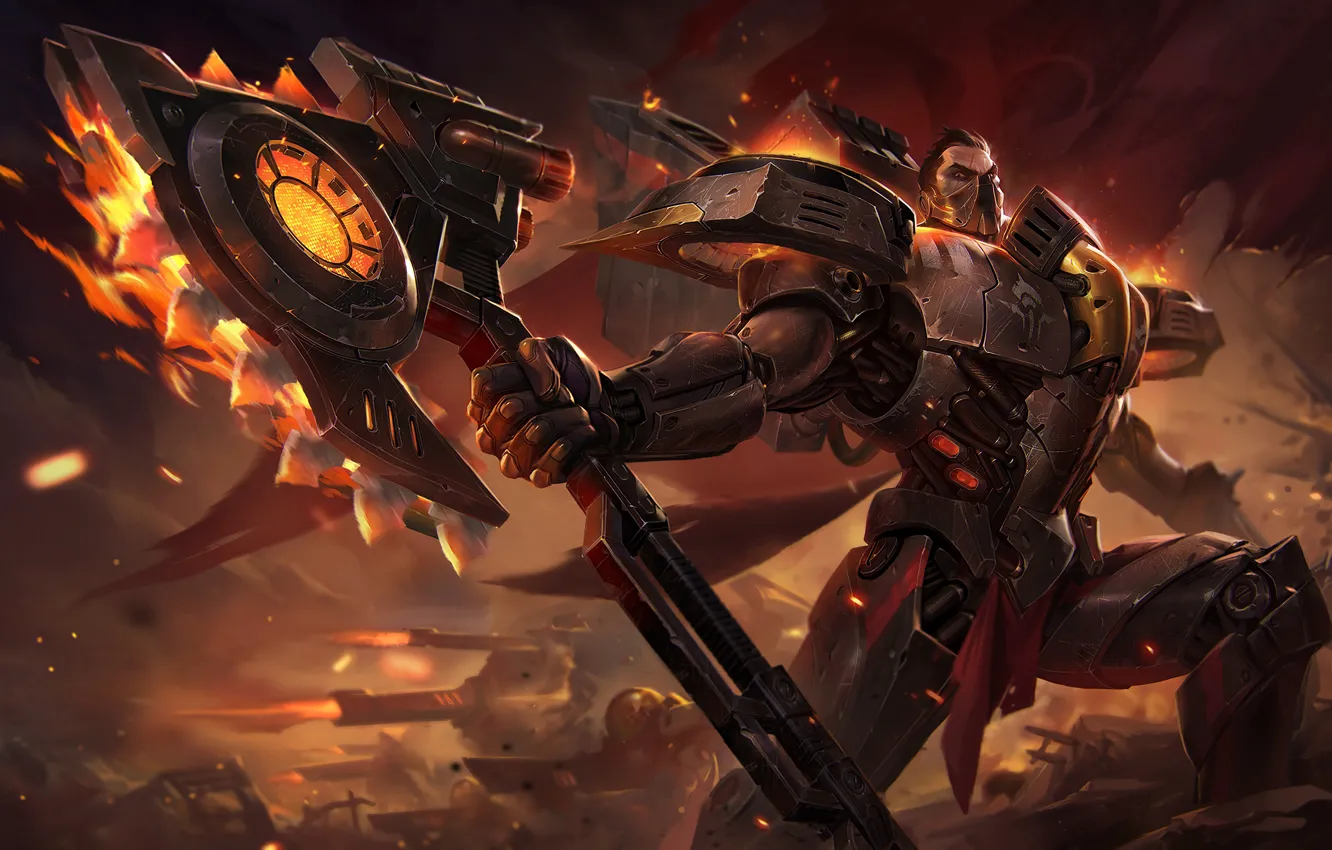 Photo wallpaper axe, armor, League of Legends, warrior