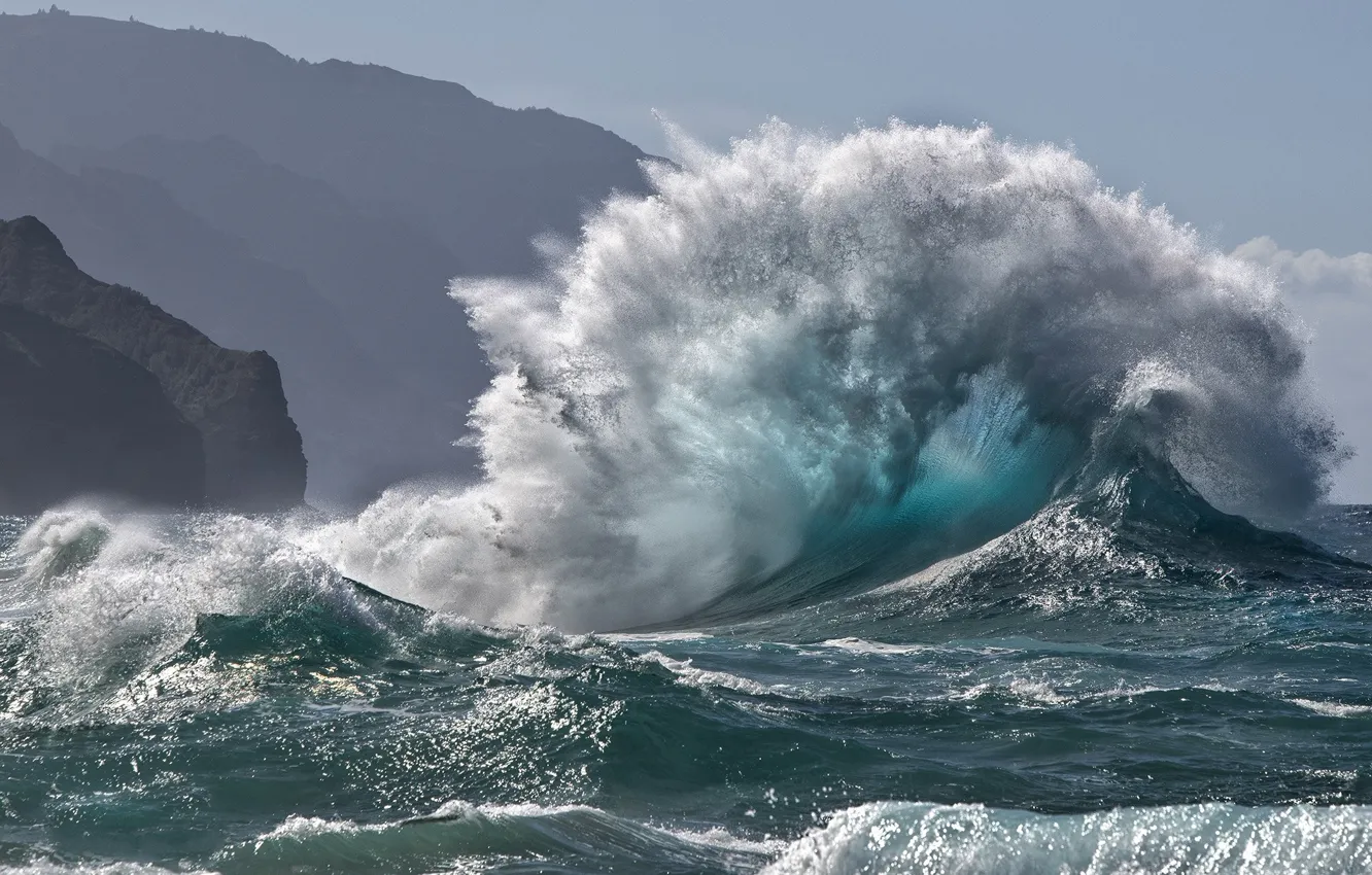 Photo wallpaper sea, squirt, wave