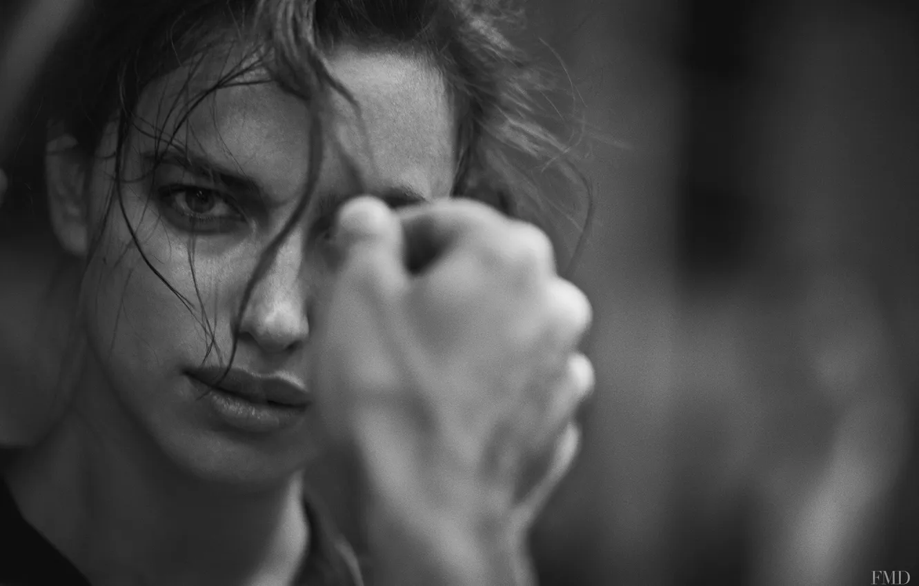 Photo wallpaper Irina Shayk, portrait, Black White, Peter Lindbergh