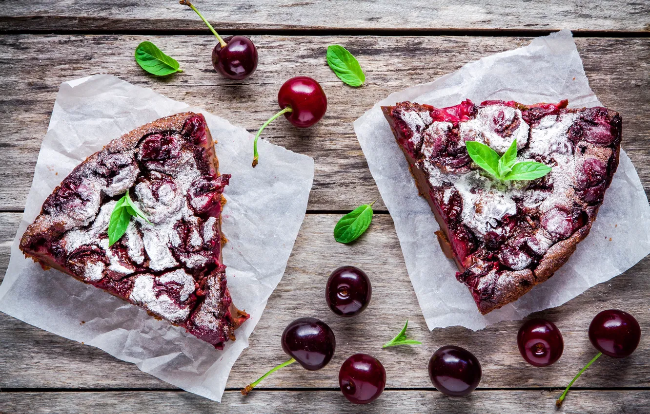 Photo wallpaper cherry, berries, pie, cakes