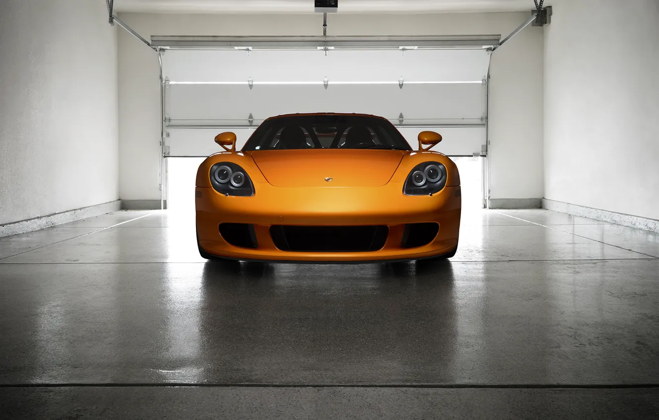 Photo wallpaper Porsche, Orange, Front, Carrera, Supercar, Garage, Exotic, Borealis