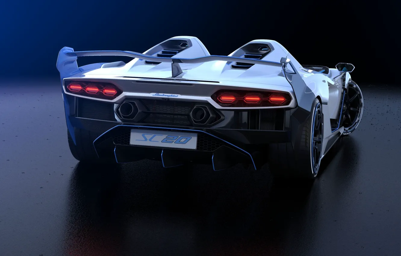 Photo wallpaper Roadster, Lamborghini, rear view, V12, Lamborghini, Super Kar, Individual, Lamborghini SC20