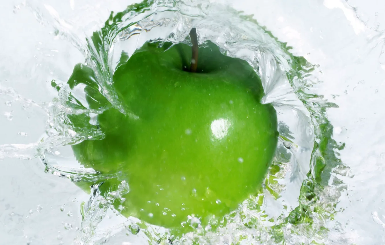 Photo wallpaper water, green, green, Apple