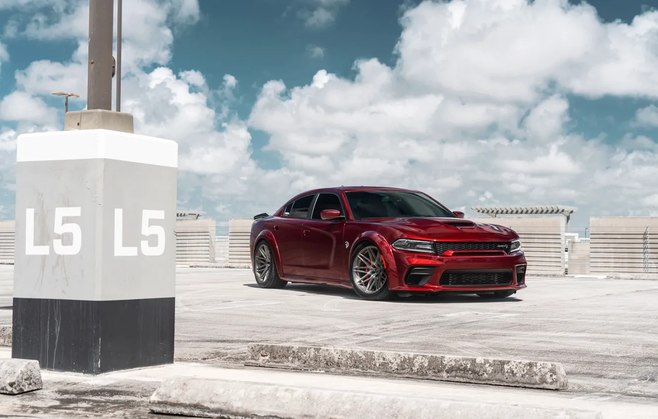 Photo wallpaper Dodge, Red, Charger, SRT Hellcat