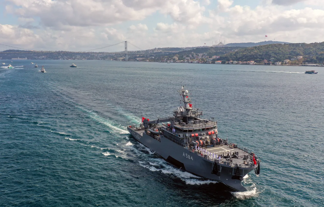 Photo wallpaper Turkish Navy, rescue ship, A 584, Akin