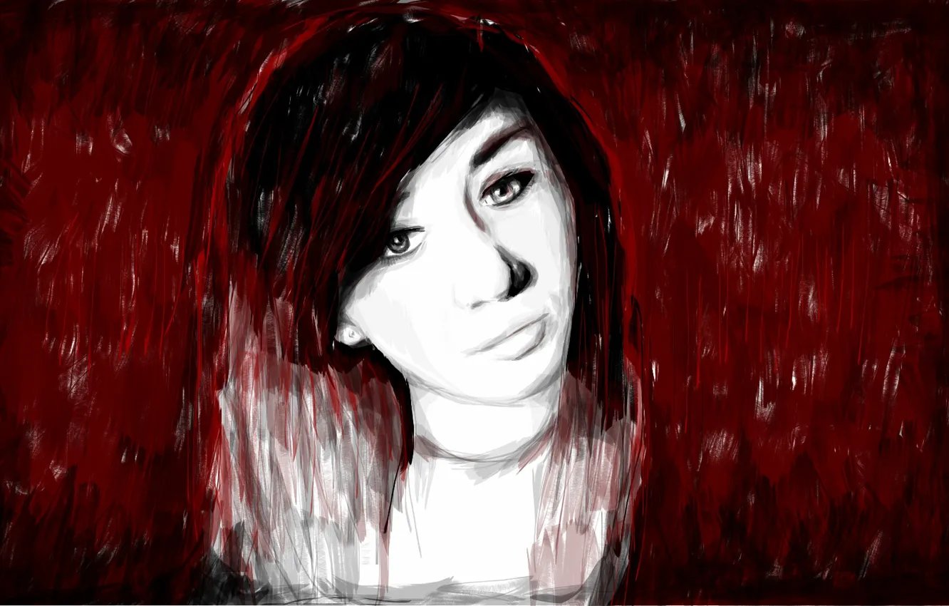 Photo wallpaper girl, art, strokes, touch